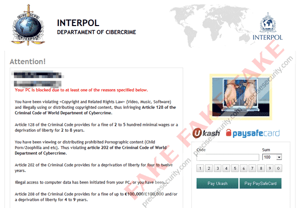 Faux document d'interpol envoyé par le police du net