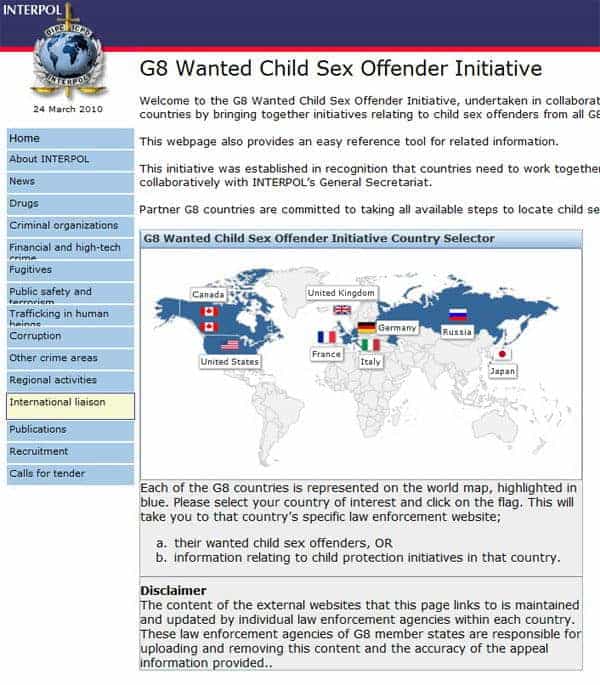 Exemple de courrier venant d'Interpol